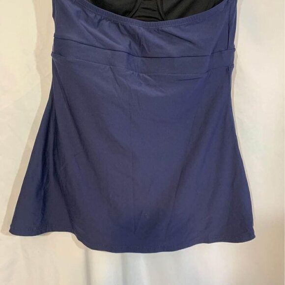 Michael KORS swimsuit. Navy blue. Skirted. Full bottom swimsuit. Gold detail. - Picture 5 of 10